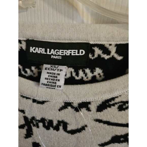 NWT Karl Lagerfeld Paris Women's Soft White All Over Logo Pullover Sweater XS - Picture 4 of 7
